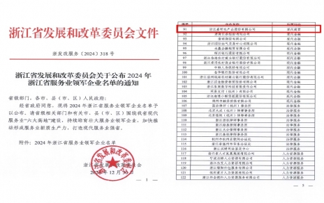 喜報！嘉農股份獲評浙江省服務業領軍企業！